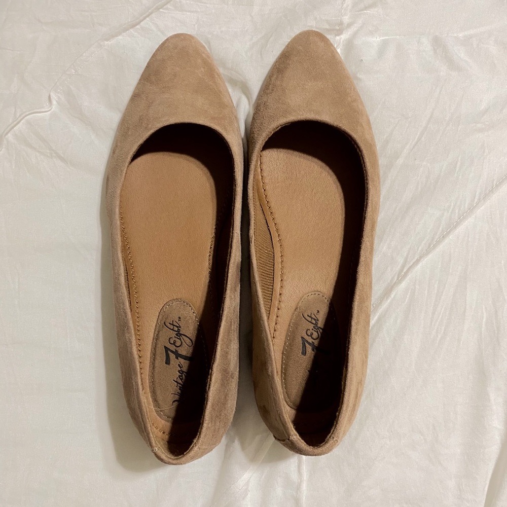 Tan flats with cushioned sole
